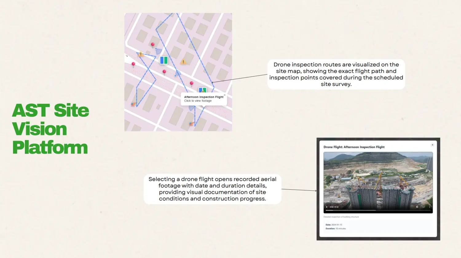 Drone inspection recording in Site Vision